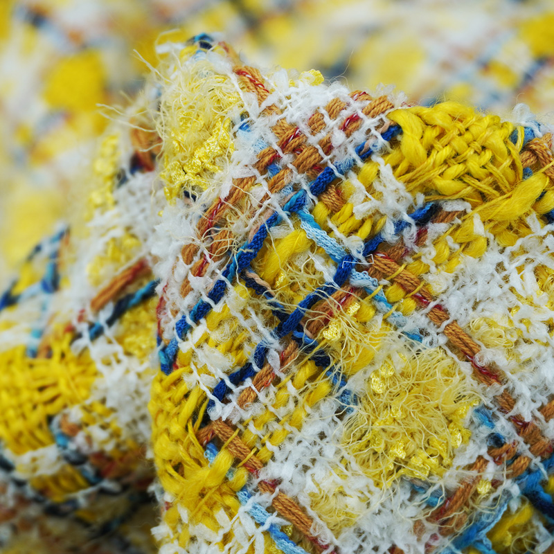 Sewing Tweed Fabric - Яркая желтая многоцветная пряжа в стиле