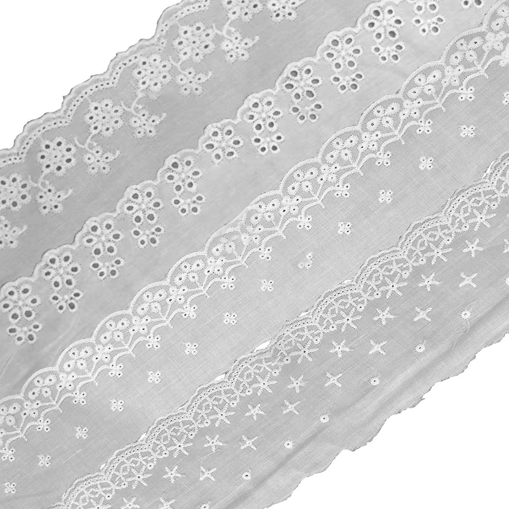 Sewing Eyelet Fabric - Белая кружевная ткань с вышивкой, хлопковая