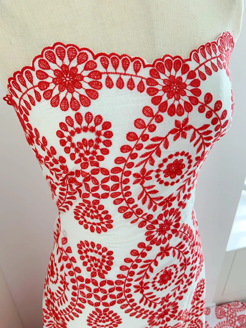 Sewing Eyelet Fabric - Белоснежная хлопковая кружевная ткань с люверсами