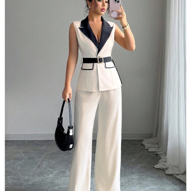 Sewing Vest - Женский костюм-двойка: жилет, брюки с широкими