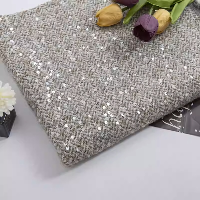Светло-серый с блестками, окра – обзор и цена Sewing Tweed Fabric